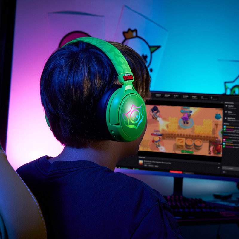 Subsonic Wireless Headset Skull Green All Platforms Led 7.1 /Multi