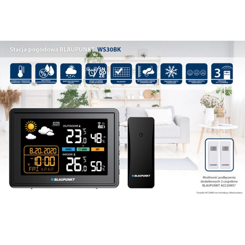 Weather station with outdoor sensor Blaupunkt WS30BK