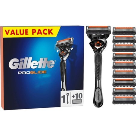 Gillette ProGlide Men's Wet Razor 10 Razor Blades with 5-Blade, Gift for Men
