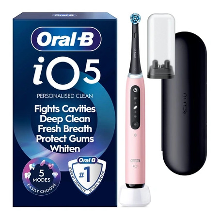 Oral B - iO5 Electric Toothbrush - Pink - 1 Brush Head, Premium Travel Case