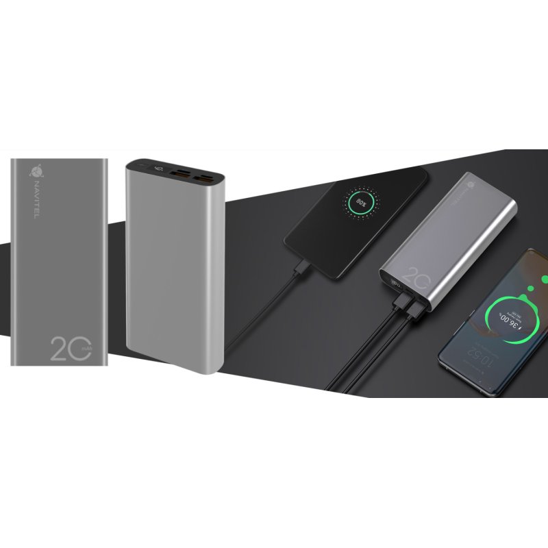 Navitel PWR20 AL SILVER banque d'alimentation électrique 20000 mAh Argent