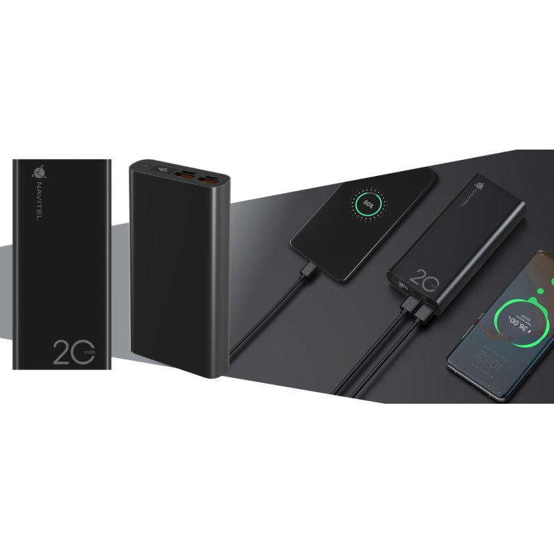 Navitel PWR20 AL BLACK banque d'alimentation électrique 20000 mAh Noir