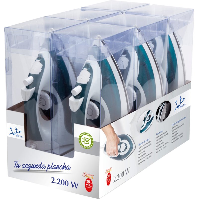 JATA PL120 iron Steam iron Stainless Steel soleplate 2200 W Blue, White