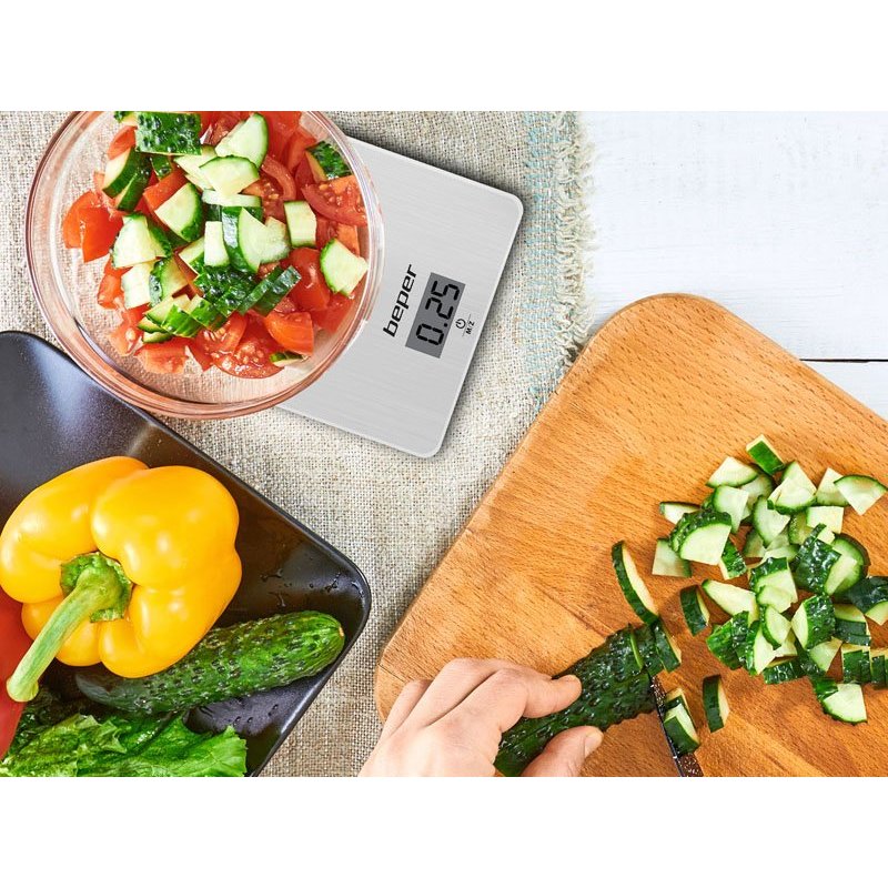 Beper 90.131 Grey Countertop Rectangle Electronic kitchen scale
