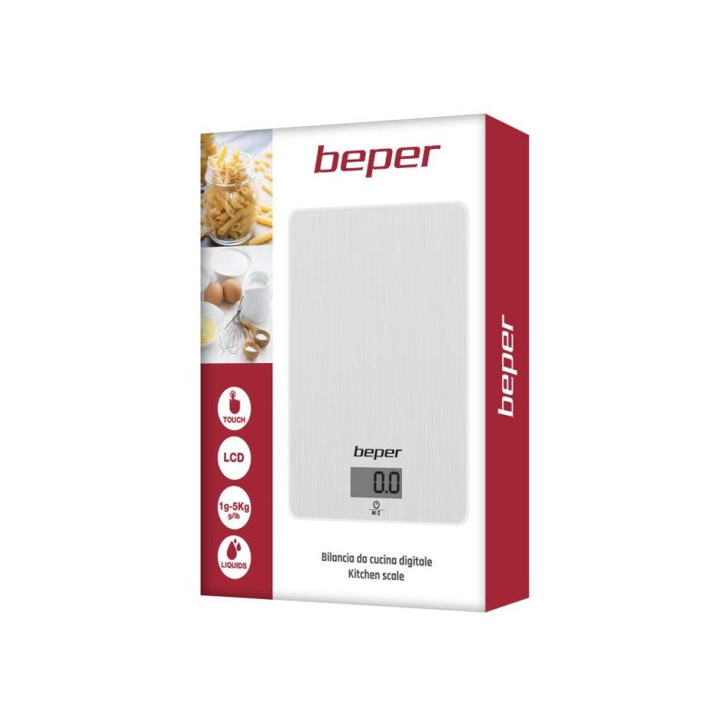 Beper 90.131 Grey Countertop Rectangle Electronic kitchen scale