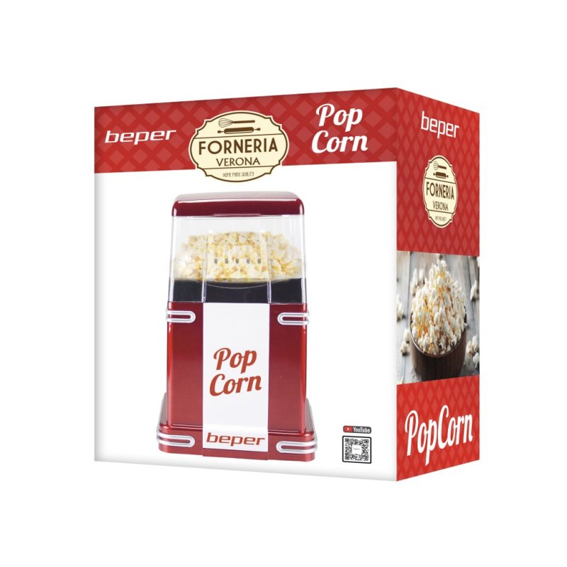 Beper 90.590Y machine à popcorn Rouge, Blanc 3 min 1200 W