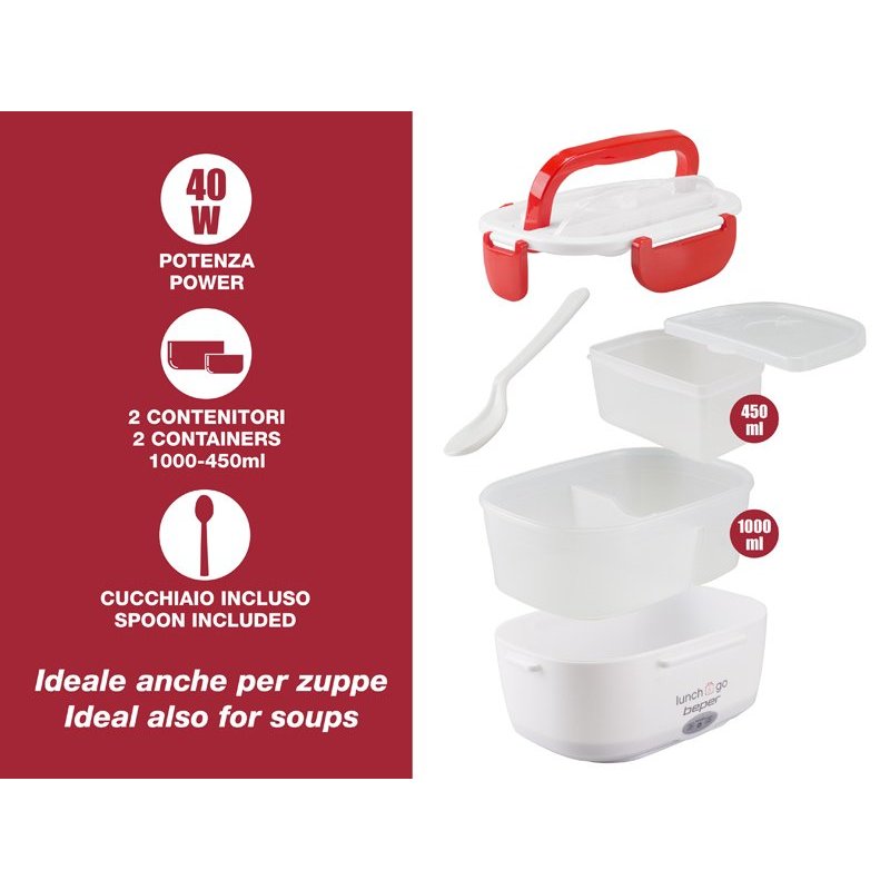 Beper 90.920R Boîte de rangement alimentaire 1 L ABS, Plastique, Acier Rouge, Blanc 1 pièce(s)