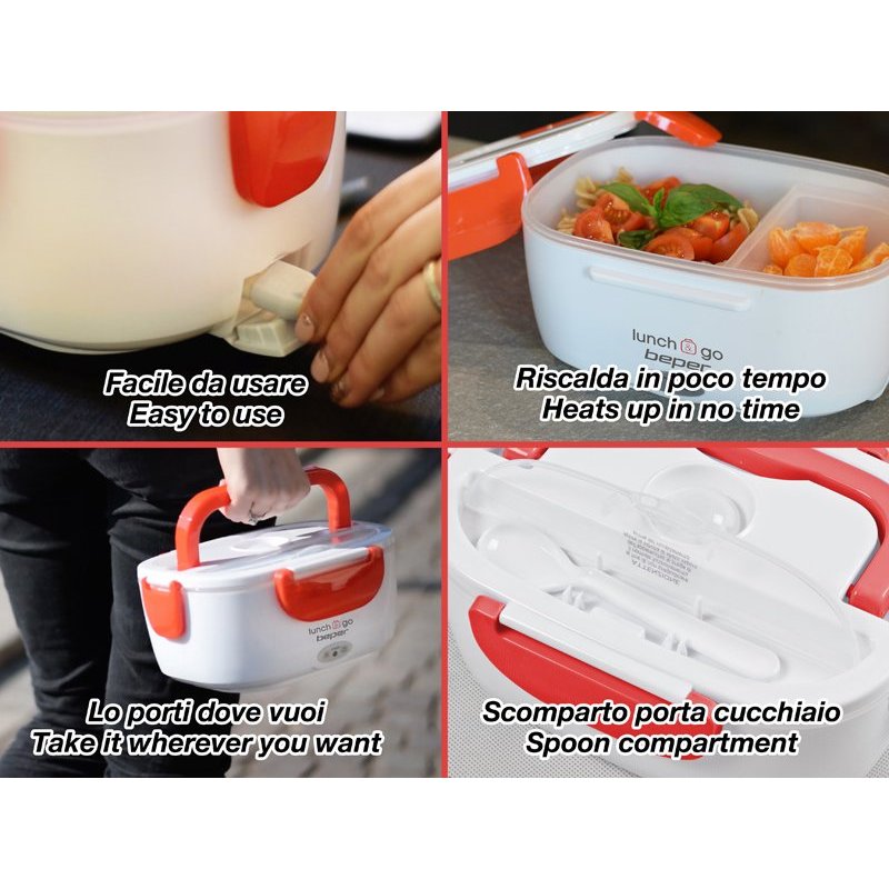 Beper 90.920R Lunch container 1 L ABS, Plastic, Steel Red, White 1 pc(s)