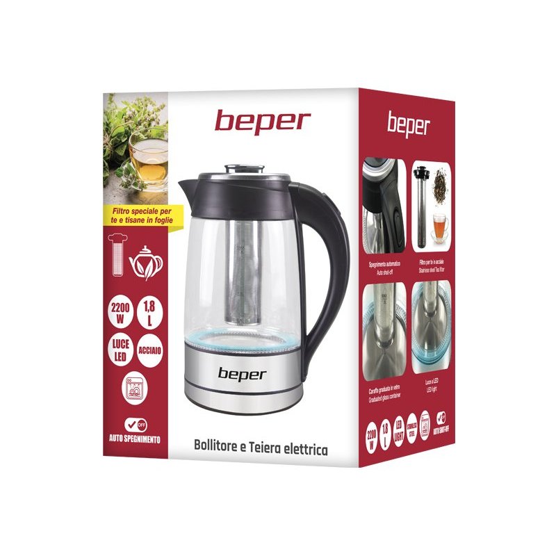 Beper BB.103 bouilloire 1,8 L 2200 W Transparent