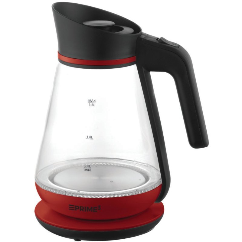 PRIME3 SEK51RD electric kettle 1.5 L 2200 W Red, Transparent