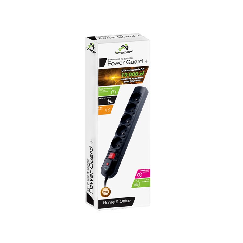 Tracer PowerGuard Black 5 AC outlet(s) 1.8 m