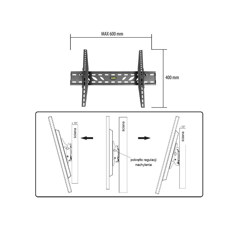 Tracer TRAUCH42524 support pour téléviseur 152,4 cm (60") Noir