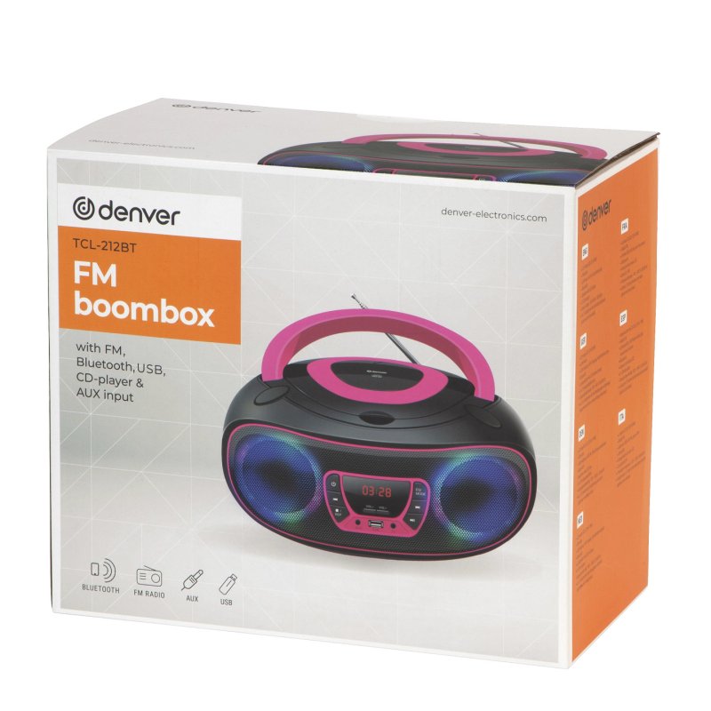Denver TCL-212BT PINK CD player Portable CD player Black, Pink