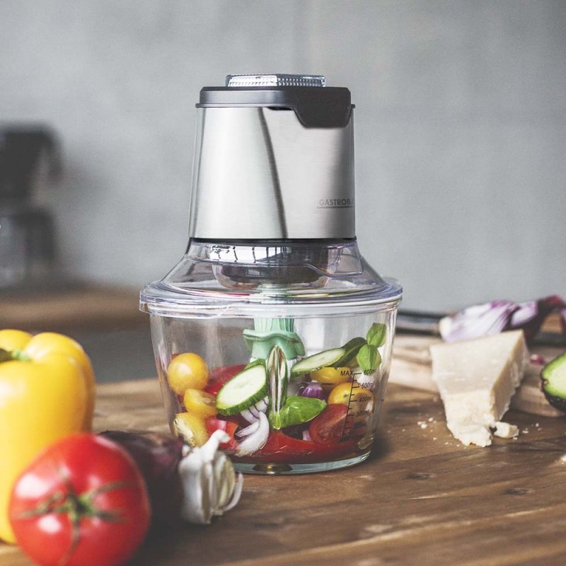 Gastroback Design Mini Chopper Plus hachoir électrique 0,6 L 400 W Acier inoxydable, Transparent