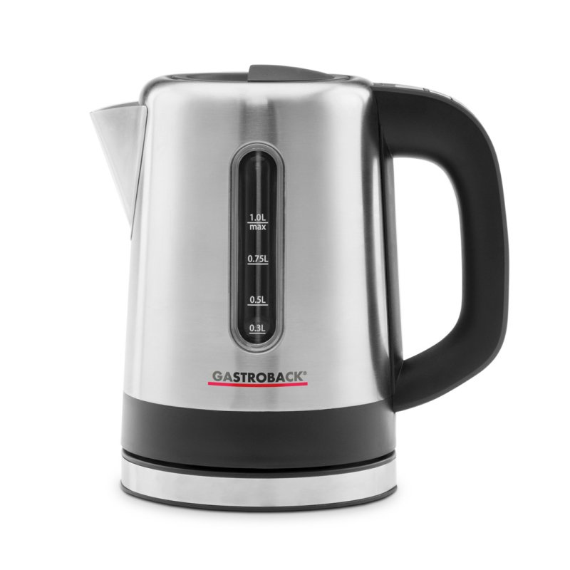Gastroback Design Mini electric kettle 1 L 2200 W Black, Stainless steel