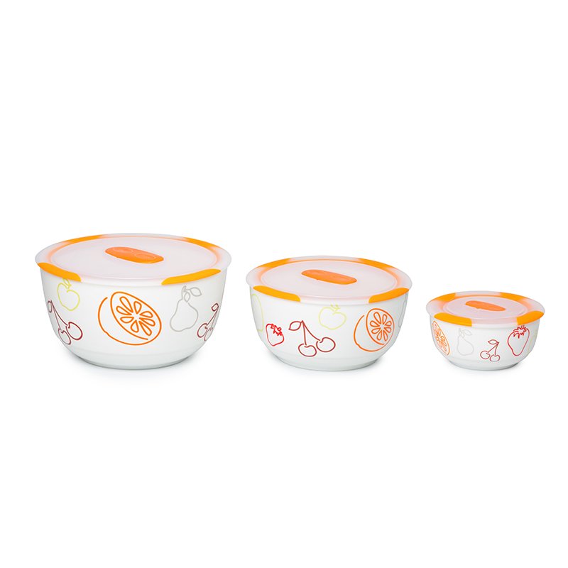 OURSSON BS2981RC/OR dining bowl Bowl set 1.7 L Round Ceramic Orange, White 3 pc(s)