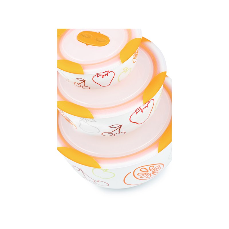 OURSSON BS2981RC/OR dining bowl Bowl set 1.7 L Round Ceramic Orange, White 3 pc(s)