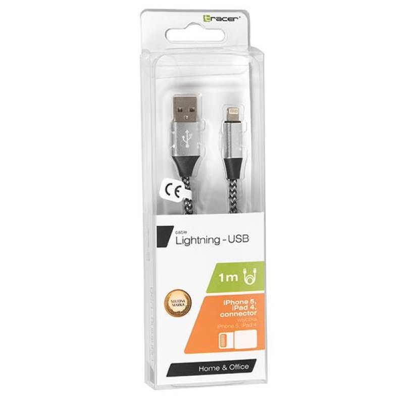 Tracer TRAKBK46268 lightning cable 1 m Black, Silver