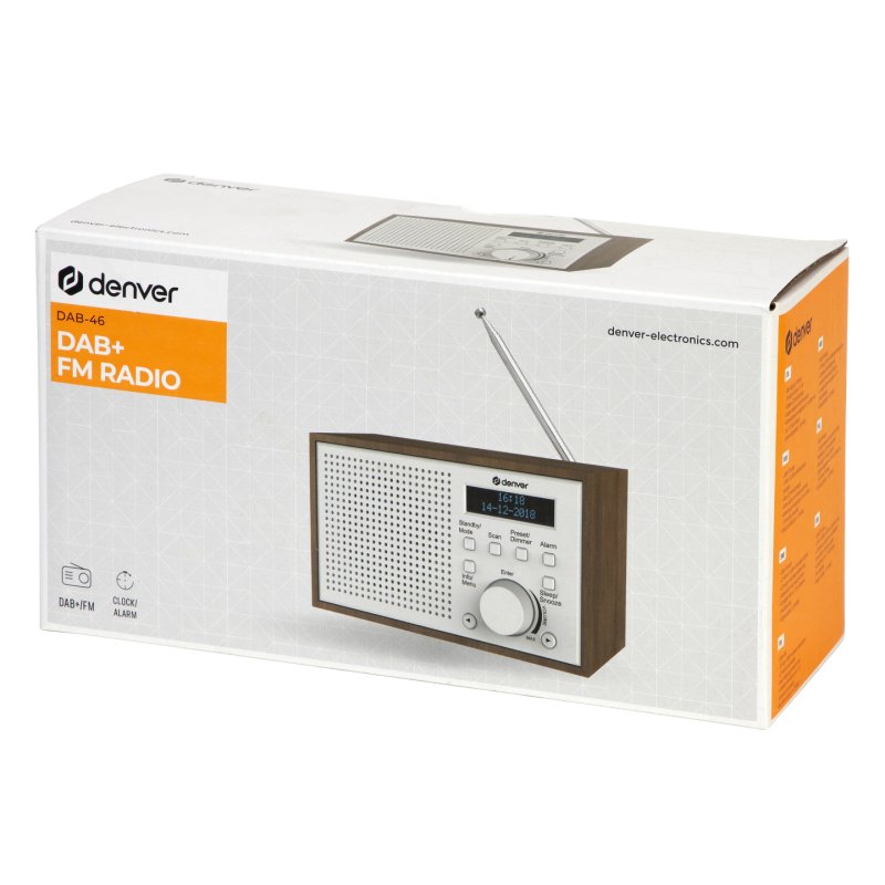 Denver DAB-46WHITE Radio portable Internet Analogique et numérique Marron, Blanc