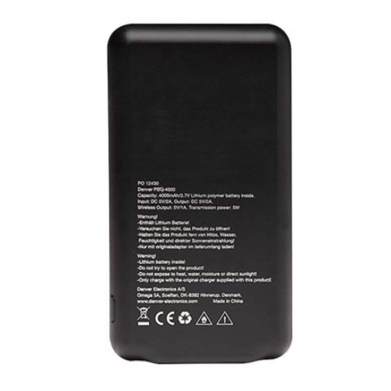 Denver PBQ-4000 Lithium Polymer (LiPo) 4000 mAh Wireless charging Black