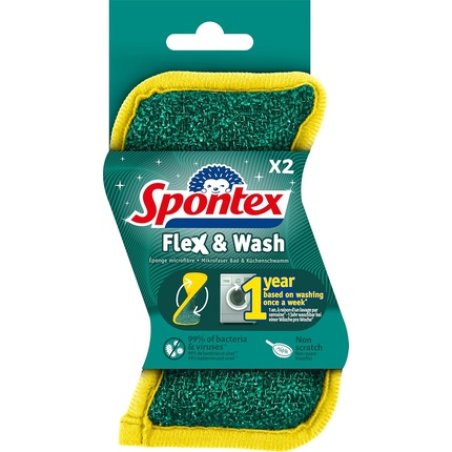 Spontex Flex & Wash Reusable Double-Sided Microfiber Sponges