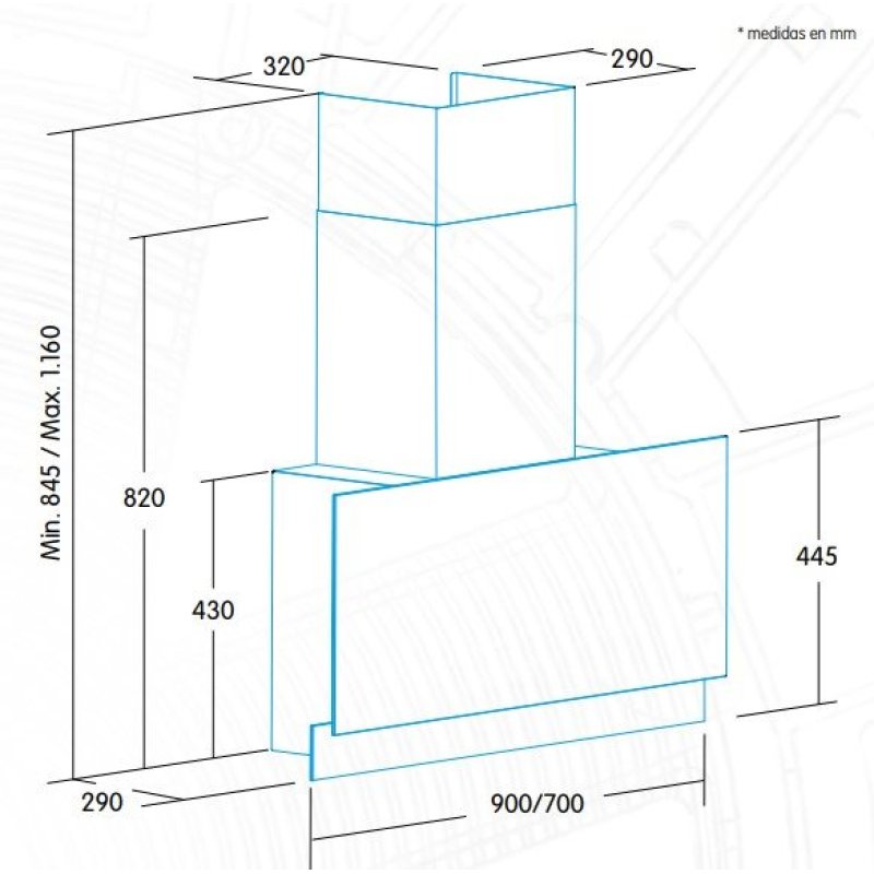 Edesa ECV-7832 GBK Wall-mounted Black, Stainless steel 820 m³/h A+