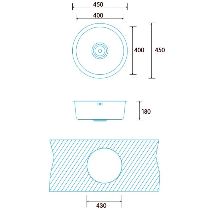 Edesa K2 SE 45 1C Top-mounted sink Circle Stainless steel