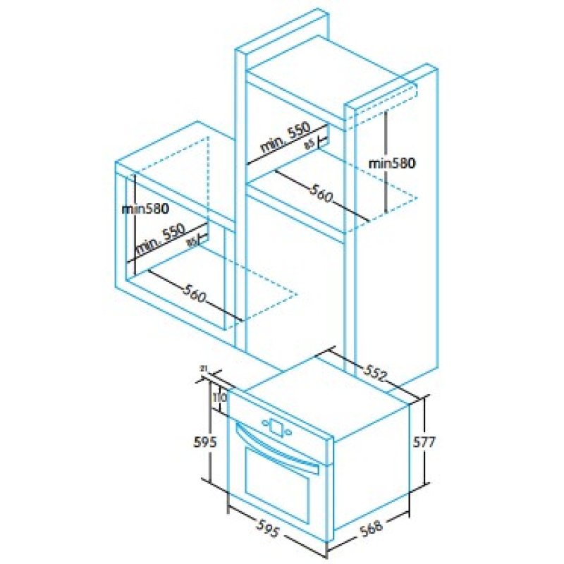 Edesa EOE-7050 WH 70 L A Stainless steel, White