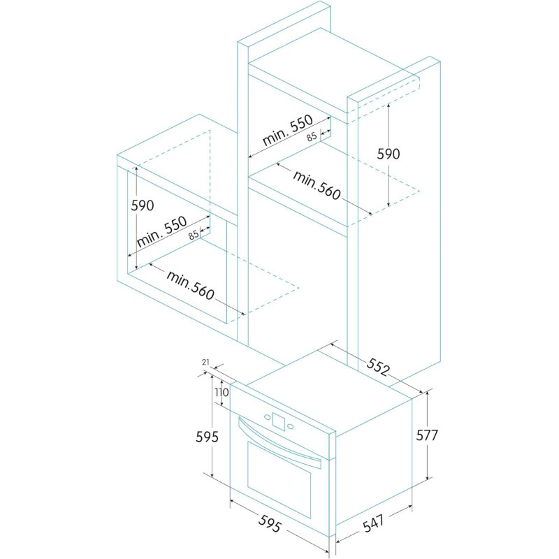 Edesa EOE-7050 BK 70 L A Noir, Acier inoxydable