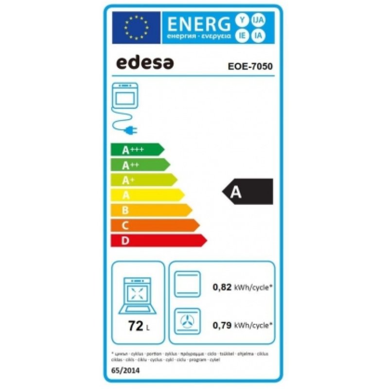 Edesa EOE-7050 BK 70 L A Black, Stainless steel