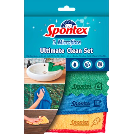 Spontex Ultimate Clean Microfiber Cloth Set 3 Pcs