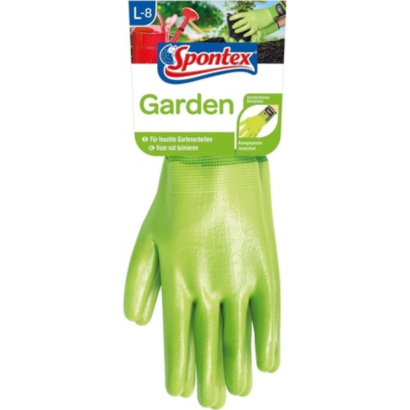 Spontex Garden Versatile Gardening Gloves for Wet Gardening Work Adjustable Cuff Pair Large 8-8.5