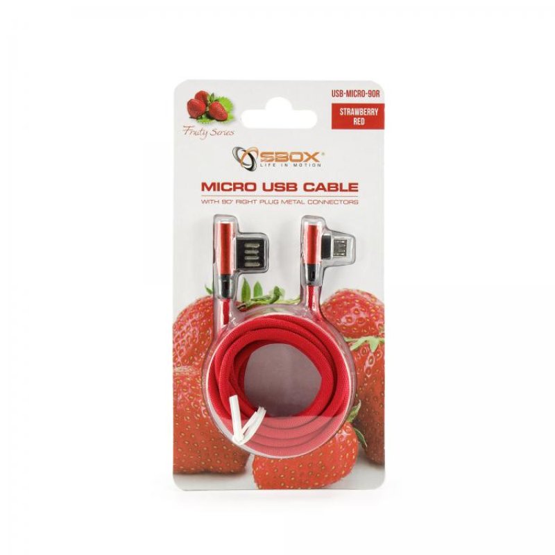 Sbox USB-Micro USB 90 M/M 1.5m USB-MICRO-90R strawberry red
