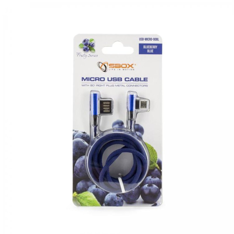 Sbox USB-Micro USB 90 M/M 1.5m USB-MICRO-90BL blueberry blue