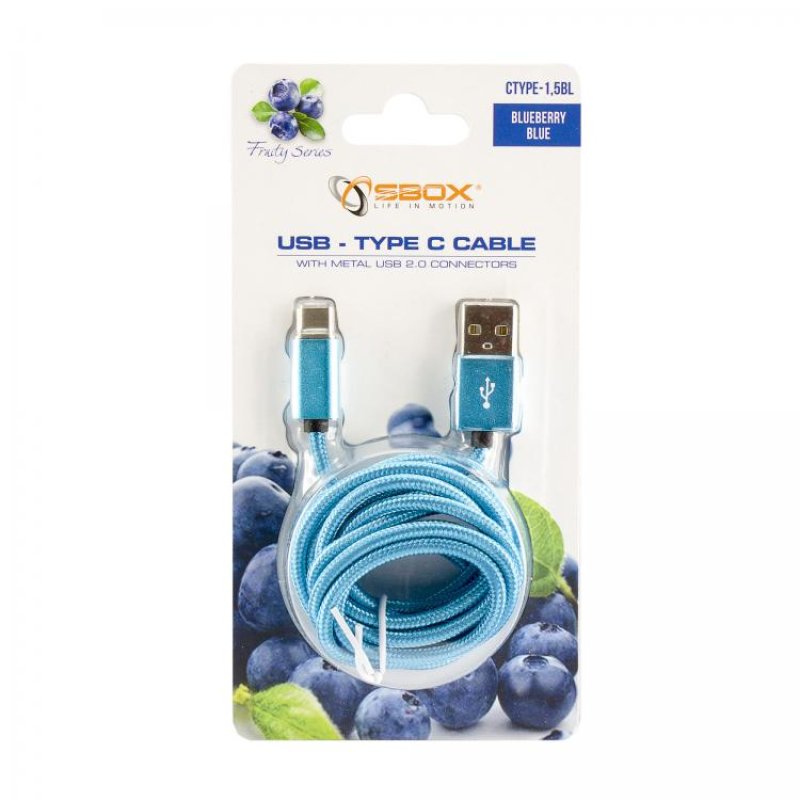 Sbox USB-Type C M/M 1.5m USB-TYPEC-15BL fruity blue