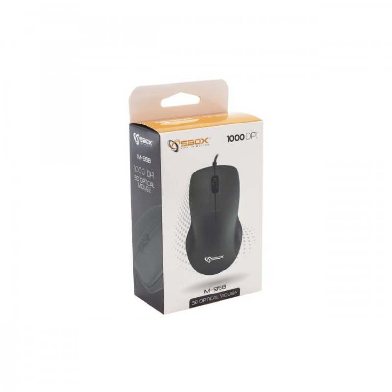 SBOX M-958 souris Ambidextre USB Type-A Optique 1000 DPI