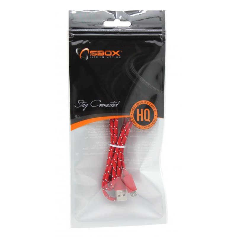 Sbox USB-Micro USB 1M USB-1031R red