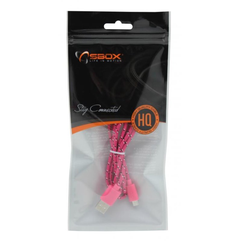 Sbox USB-Micro USB 1M USB-1031P pink