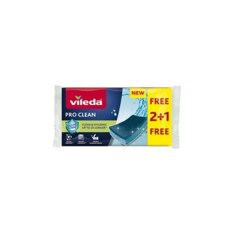 Vileda Scourer Fce Pro Clean 21 Blue Foam 3 Pieces