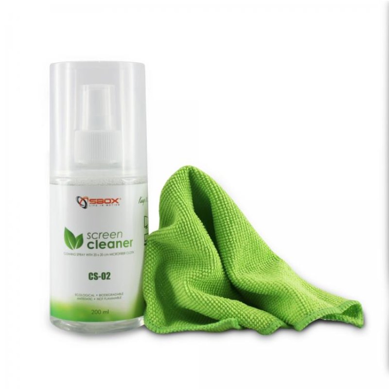 SBOX CS-02 LCD/TFT/Plasma, Ordinateur portable, PC, Tablette PC Pulvérisateur et chiffon sec de nettoyage d'équipement