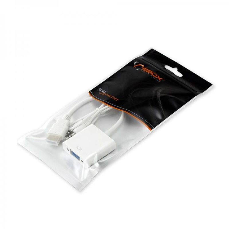 SBOX AD.HDMI-VGA+A câble vidéo et adaptateur HDMI Type A (Standard) VGA (D-Sub) + 3,5 mm Blanc