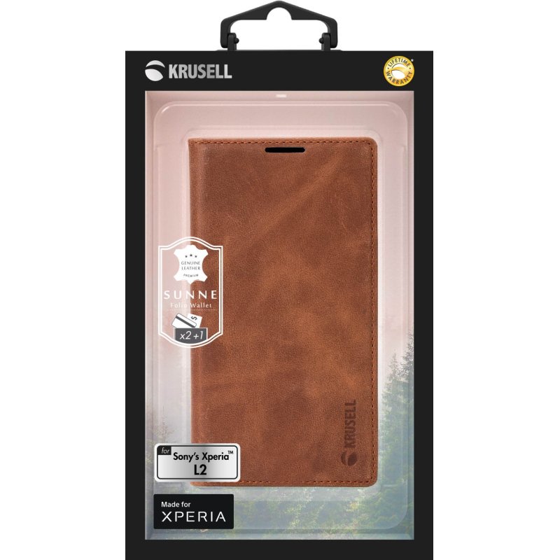 Krusell Sunne 2 Card Foliowallet Sony Xperia L2 vintage cognac