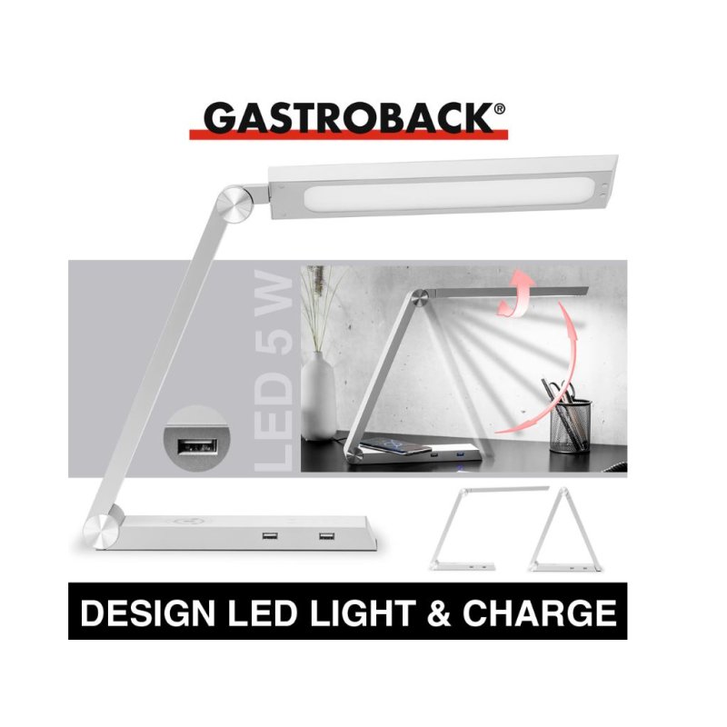 Gastroback Design LED Light & Charge table lamp Non-changeable bulb(s) 5 W White
