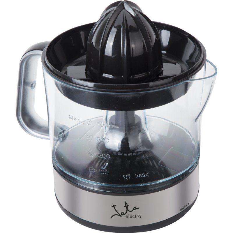 JATA EX421 juice maker Hand juicer 40 W Black, Stainless steel, Transparent