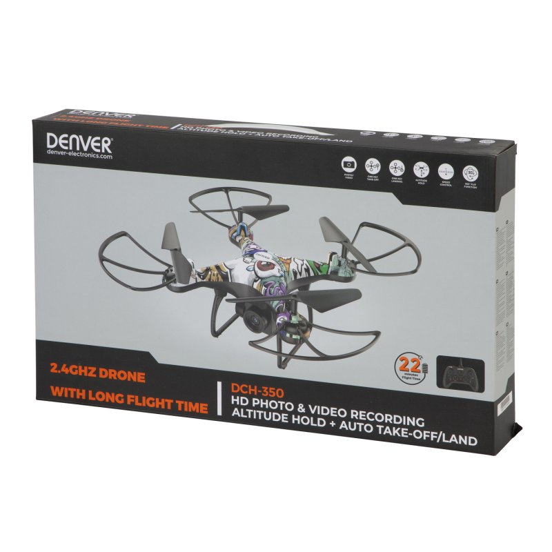 Denver DCH-350 caméra drone 4 rotors Quadcoptère 1 MP 1600 mAh Multicolore