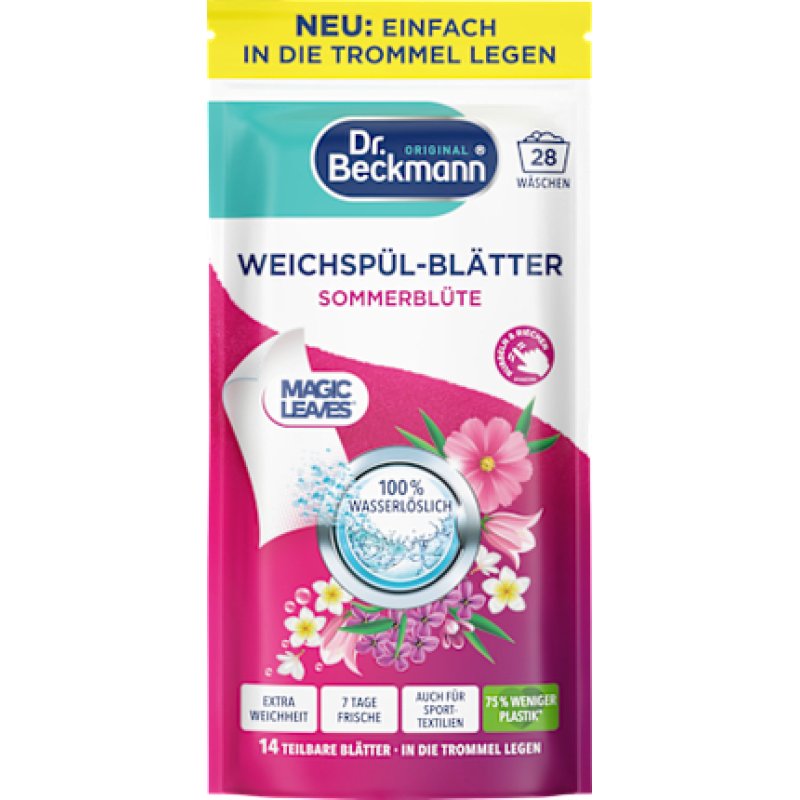 Dr Beckmann Fabric Softener Sheets Summer Blossom 28 Washes 62 Grams