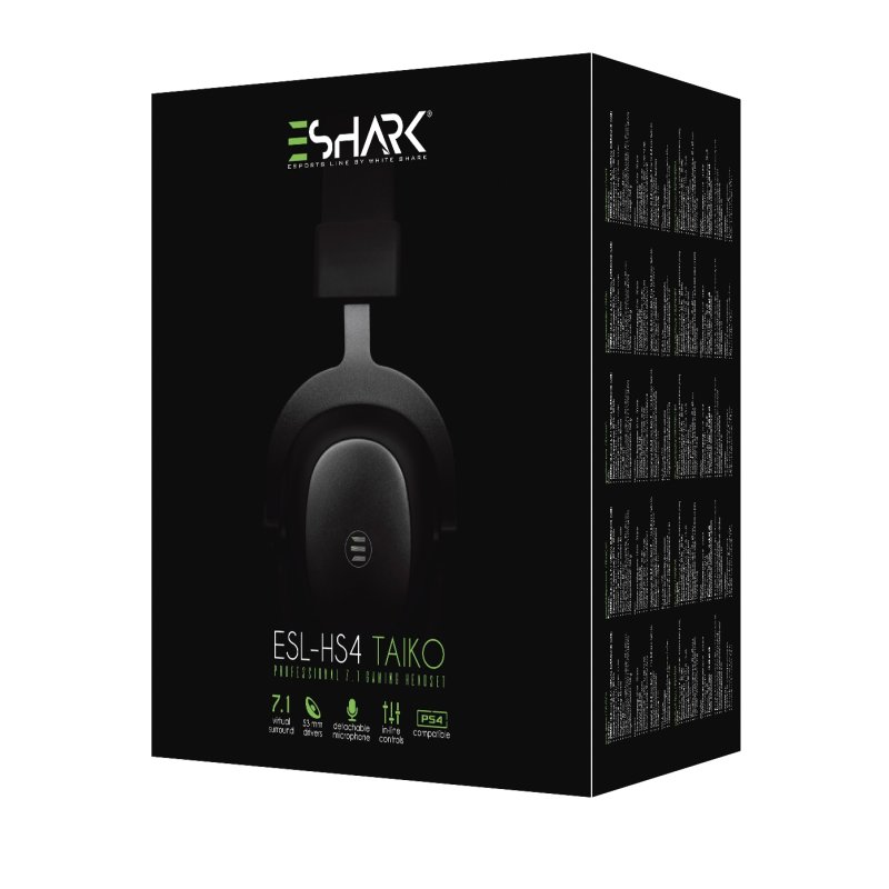 White Shark ΞSHARK Taiko Casque Avec fil Arceau Jouer USB Type-A Noir, Argent