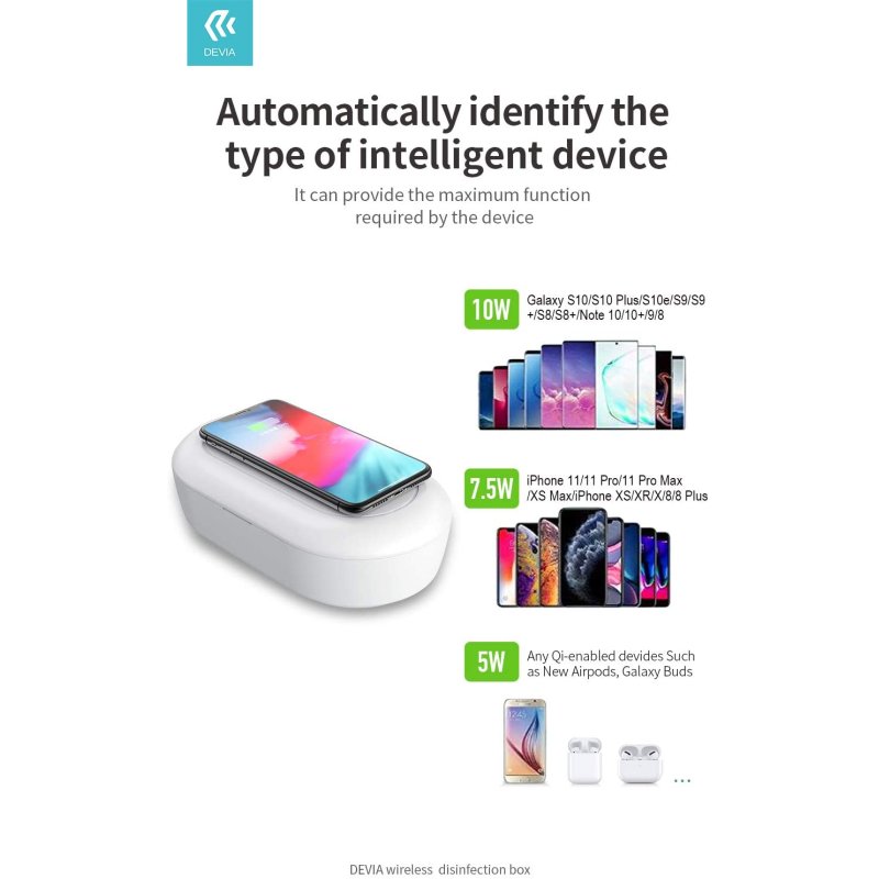Devia Wireless Charging Disinfection box white