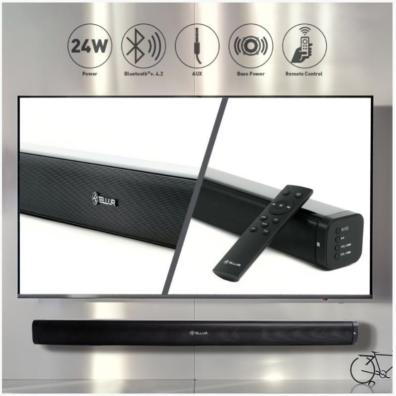 Tellur TLL161151 haut-parleur soundbar Noir 2.0 canaux 24 W