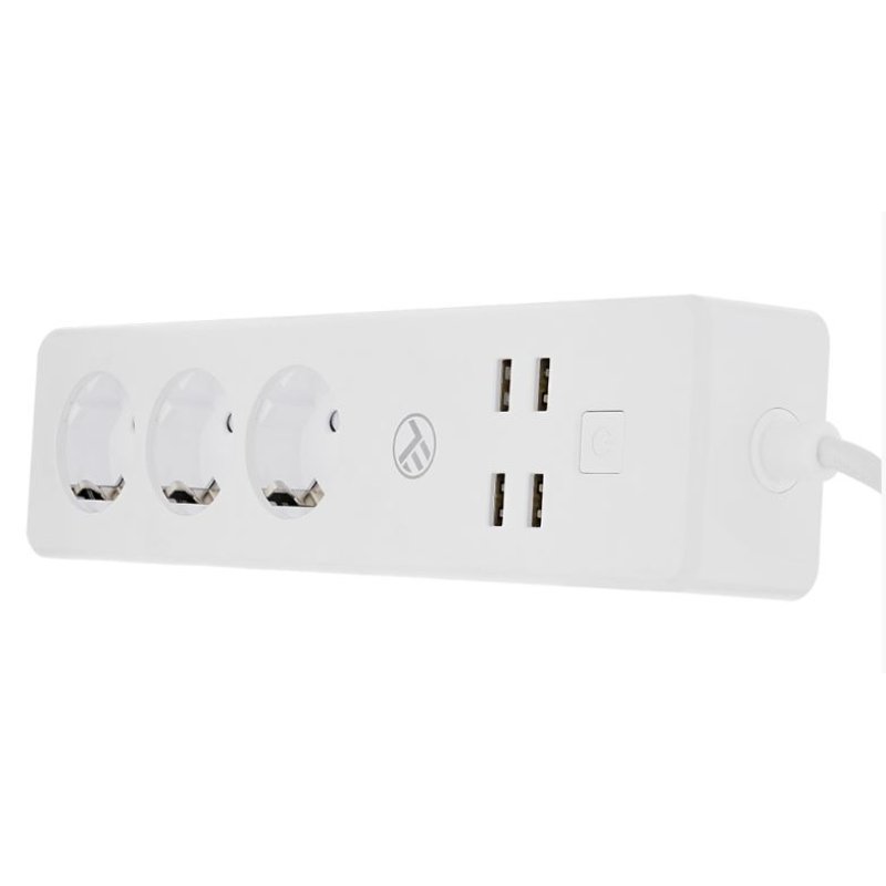 Tellur WiFi Power Strip, 3 Outlets, 4*USB 4A, 2200W, 10A, 1.8m
